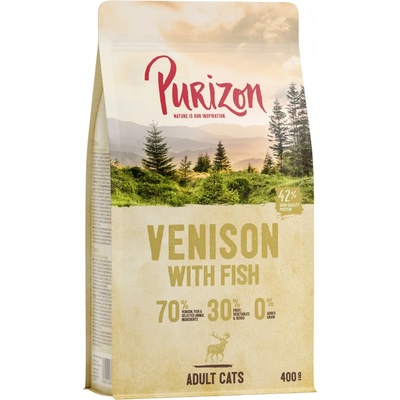 Purizon 15% намаление! 2 x 400 г Purizon за котки на специална цена! - Adult елен и риба