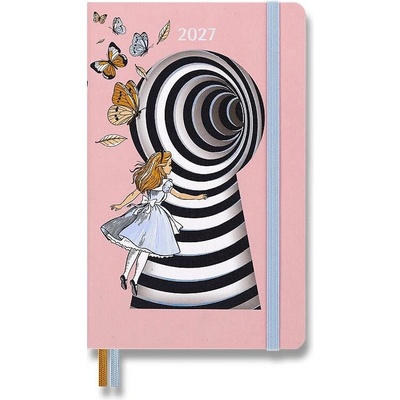 Moleskine Alice in Wonderland A5 týdenní 2027 růžový