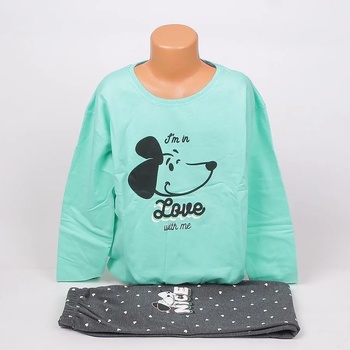 Image 1 of Детско-юношеска ватирана пижама в зелено и графитено