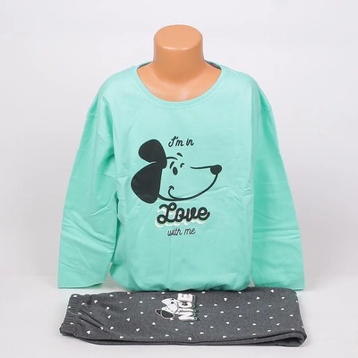 Детско-юношеска ватирана пижама в зелено и графитено