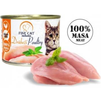 Fine Cat exclusive 100% meat with poultry 200gr - Консерва за котки от всички породи със 100% пилешко месо 200гр