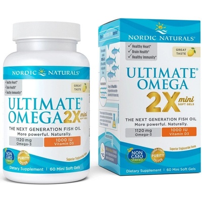 Nordic Naturals Ultimate Omega 2×mini s vitamínem D3 1120 mg citrón 60 softgelových kapslí