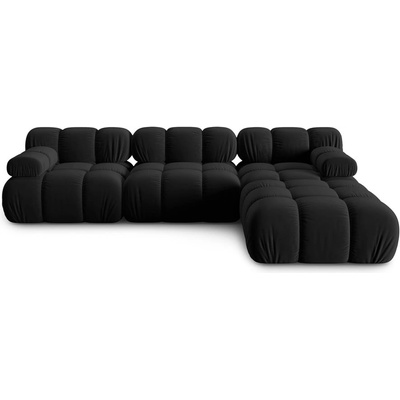 Micadoni Черен ъглов диван от кадифе Bellis - Micadoni Home (MIC_0SET2_2_F1_BELLIS12)