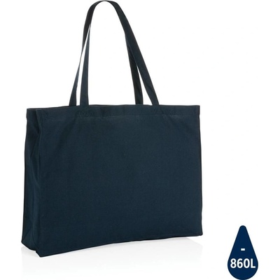 Nákupná taška Impact zo 145g recyklovanej bavlny AWARE™, navy modrá