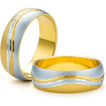 Image 1 of SAVICKI Сватбени халки: двуцветно злато, полукръгъл профил. 6 мм