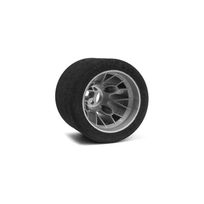 HOT RACE TIRES Machové zadné pneumatiky PAN CAR 1/10 strieborný disk sh 35 2 ks