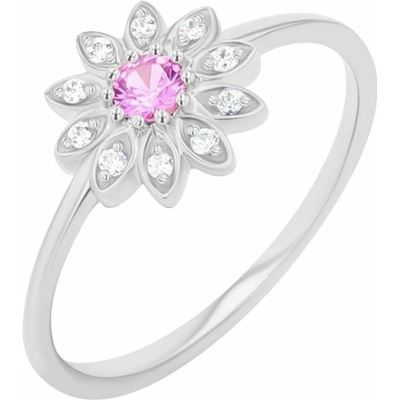 Eppi Květinový prsten s růžovým safírem a diamanty Noely R45050