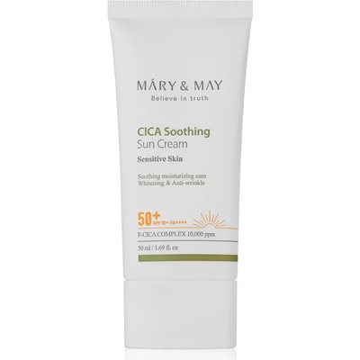 Mary&May Cica Soothing Sun Cream SPF50+/PA++++ - Успокояващ и хидратиращ слънцезащитен крем SPF50+/PA++++ 50мл