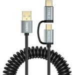 Choetech Кабел 2в1 Choetech, USB към USB-C / Micro USB, 1.2m, черен (XAC-0012-101BK)