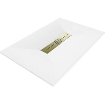 Mexen Toro ректангуларен душов поддушник SMC 110 x 90 см, бял, златна маскировка (43109011-G)