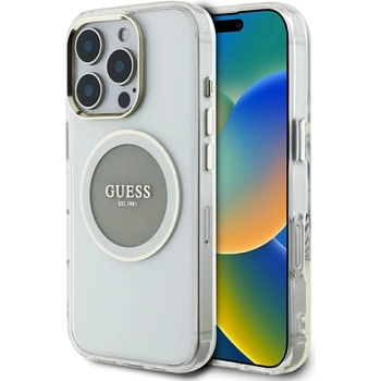 GUESS Калъф Guess IML Metal Colored Circle Classic Logo MagSafe за iPhone 16 Pro - сив (3666339428747)
