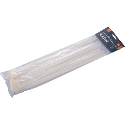 Extol кабелни превръзки 7, 6x380mm 50pcs, бял найлон; устойчив на UV лъчи, киселини и основи