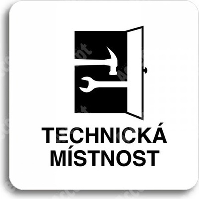 ACCEPT Piktogram technická místnost - bílá tabulka - černý tisk bez rámečku