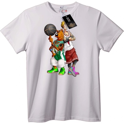 NOONEBRAND Тениска с Карикатурен Баскетболен Дует - 2XL, White