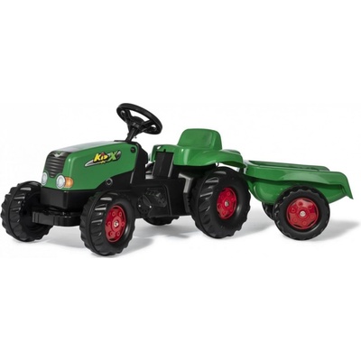 Rolly Toys Olymptoy Šlapací traktor Rolly Kid s vlečkou zeleno červený
