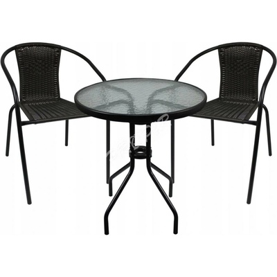 SLOVAKIA TREND Set balkónový ALESIA, šedý, stôl 70x60 cm, 2x stolicka 52x55x73 cm, oceľ