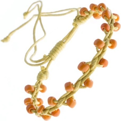 Šperky eshop Žltý náramok priateľstva lesklé oranžové korálky Z11.6