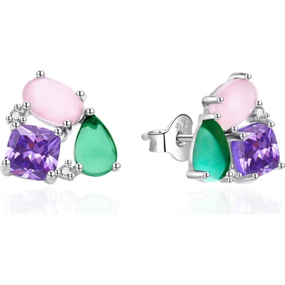 AGATO Elegantní náušnice s barevnými zirkony AGT-E128PC