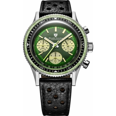 Nivada Grenchen Chronoking Racing Green – Inter. Bezel - Black Racing Strap