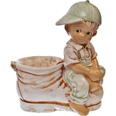 Záhradná dekorácia - chlapec na topánke 30 cm
