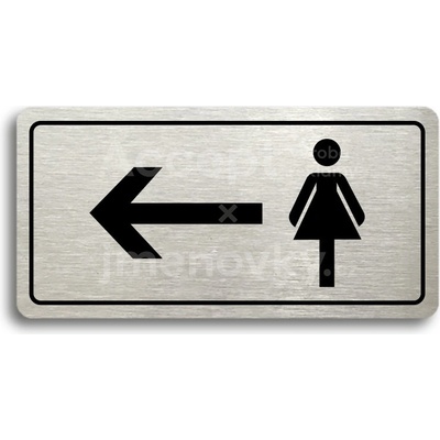 ACCEPT Piktogram WC ŽENY VLEVO - stříbrná tabulka - černý tisk