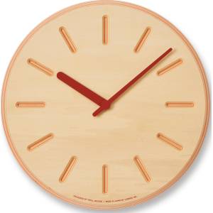 Lemnos Стенен часовник Paper Wood Line оранжеви стрелки 29 см (DRL19-06 OR)