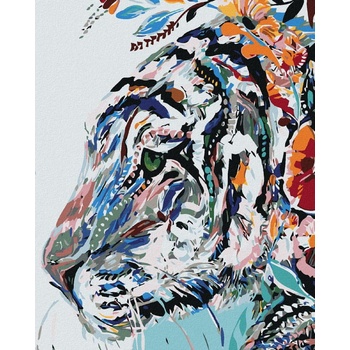 Zuty Maľovanie podľa čísel BIELY TIGER S KVETMI