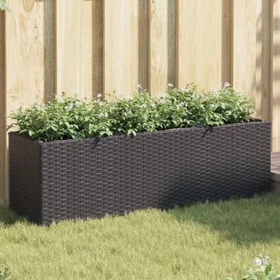 vidaXL truhlík s kolečky a 3 květináči černý 105 x 30 x 32 cm
