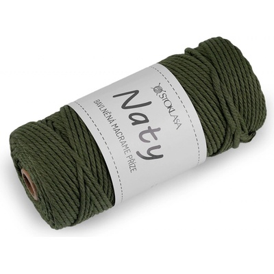 Bavlněná pletací příze macrame Naty Ø3 mm rozčesávací, střední, 14 zelená