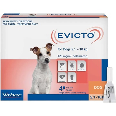 Virbac Evicto Spot On 60 mg. Евикто- за кучета от 5.1 до 10 кг. , 4 броя пипети