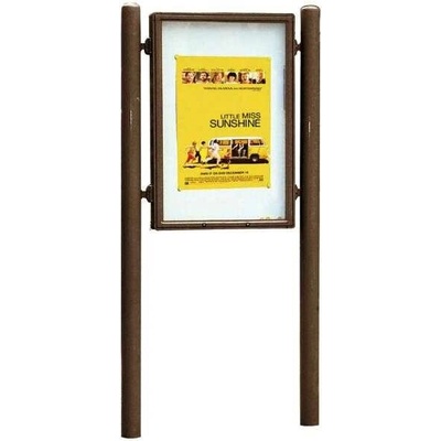 PROCITY Obojstranná vitrína Carrefour 1255x900 mm, vrátane stĺpikov, hnedá