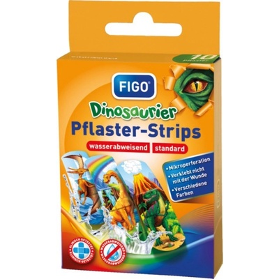 FIGO Voděodolné dětské náplasti Dinosauři 10 ks