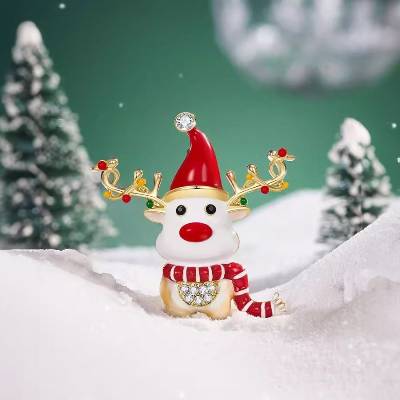 Éternelle Vánoční brož Rudolf s kulichem B2434-20233612 Zlatá