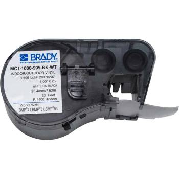 Brady MC1-1000-595-BK-WT / 131606, лепилна лента 25.40 mm x 7.62 m (MC1-1000-595-BK-WT)