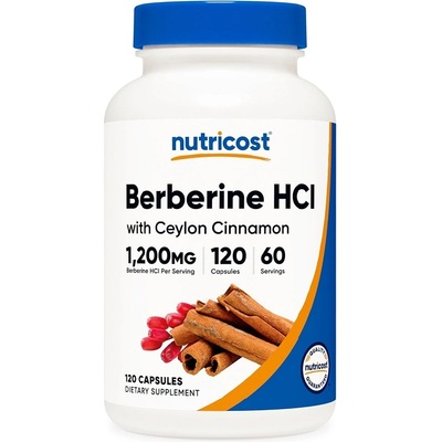 Nutricost Berberine HCl With Ceylon Cinnamon, 120 Capsules