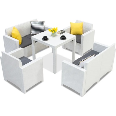 BICA Ратанов комплект с маса Далас Небраска Комида 6 бяла Бика (bcdneb6bl)