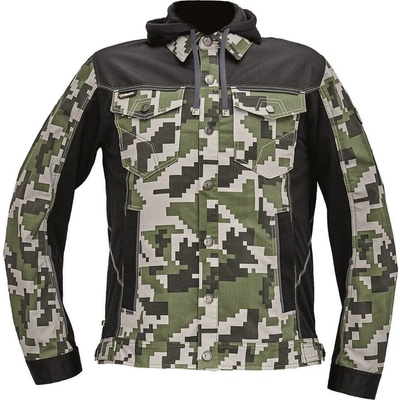 Cerva Maskáčová montérková bunda s kapucňou Neurum Camouflage tmavá olivová