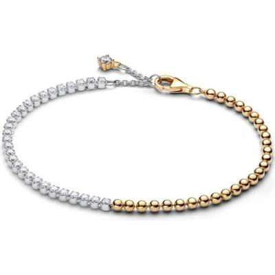 Dvojfarebný kombinovaný náramok PANDORA – tenisový a korálkový 16 cm 564820C01-16