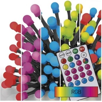 EMOS Lighting D5AA01 LED vianočná cherry reťaz guličky 10 m RGB ovládač programy časovač