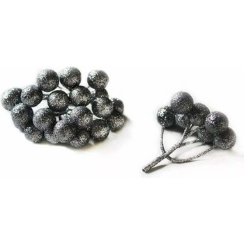 Lepaso Větvička bobule přízdoba pvc 4ks/6cm antracitová