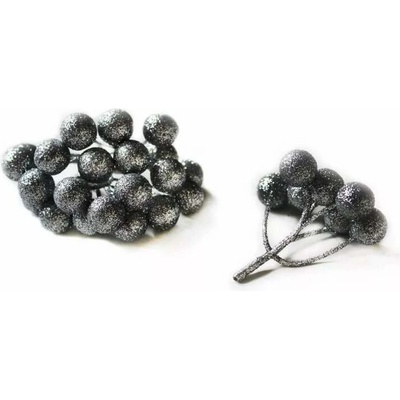 Lepaso Větvička bobule přízdoba pvc 4ks/6cm antracitová