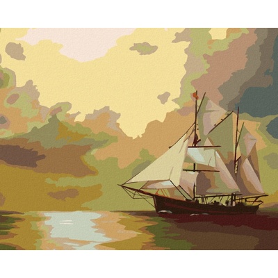 Zuty Malování Podle Čísel Plachetnice A Slunce D. Rusty Rust 80 x 100 cm Plátno Rám