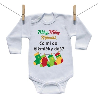 Boodyy Body s dlhým rukávom Miky,Miky, Mikuláš, čo mi do čižmičky dáš?