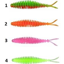 ZEBCO T-Worm v-tail červ chilli-sýr UV zelený 6,5 cm 6 ks