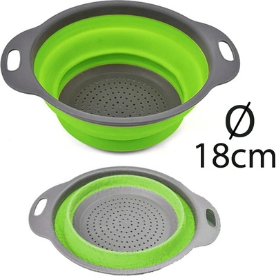 TFY 4359AD Skladacie silikónové cedidlo, cedník, priemer 18cm, zelená