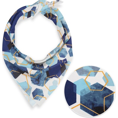 Biante šatka Sandra SA-574 Modré hexagóny na bielom