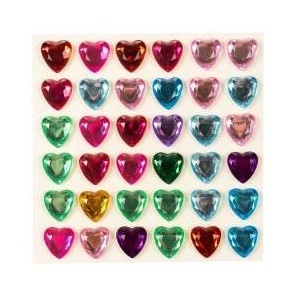 Arpex Self-adhesive crystal hearts 36pcs