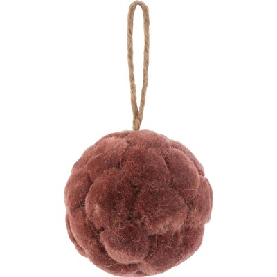 Růžová antik mechová ozdoba koule Diamond - Ø 8cm - J-Line by Jolipa