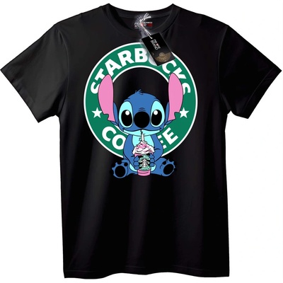 NOONEBRAND Тениска Stitch Starbucks Кафе - 2XL, White