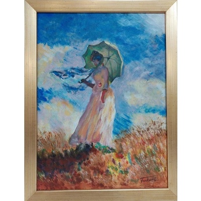 Claude Monet, Dáma so slnečníkom - 2- Ing. Lujza Ferková, originálny, ručne maľovaný obraz S (do veľkosti 45x45cm) Viac farieb